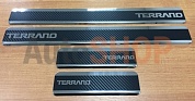 Накладки на пороги с логотипом  для Nissan Terrano 2015- Carbon