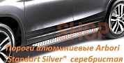 Пороги алюминиевые Arbori Standart Silver 1700 для Hyundai Tucson Turbo 2018-