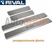 Накладки на пороги  Rival с логотипом для Skoda Octavia A7 2013-