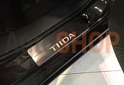Накладки на пороги с логотипом для Nissan Tiida 2014-