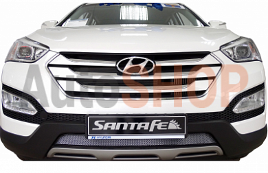 Защита радиатора для Hyundai Santa Fe 2012-> хромированная
