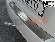 Накладка на задний бампер с загибом NataNiko с логотипом для Skoda  Yeti FL 2013-