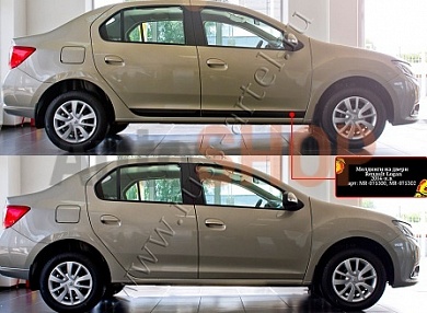 Молдинги на двери для Renault Logan 2014-